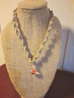 Orange Glass Mushroom Necklace.