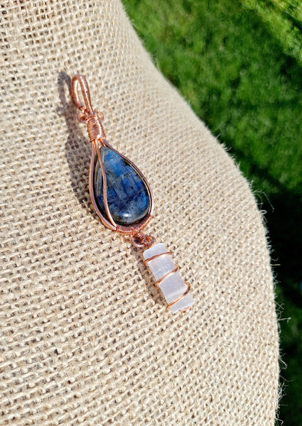 Labradorite Selenite Pendant