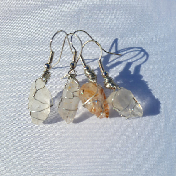 Clear Quartz Raw Earrings