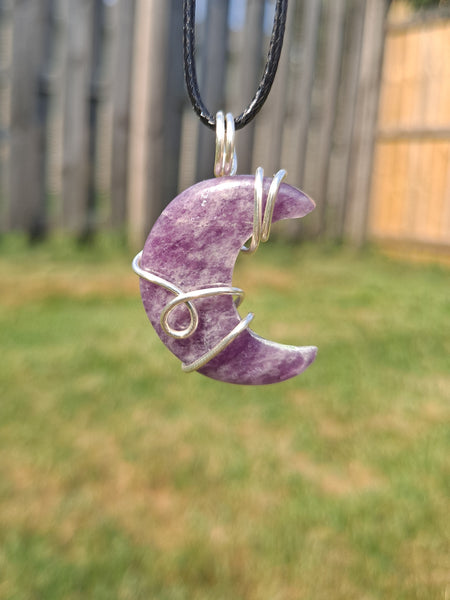 Lepiodolite Moon Pendant