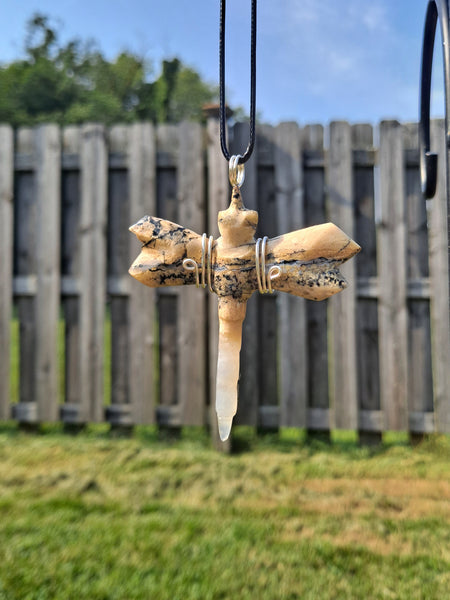 Yellow Dendric Dragon Fly Pendant