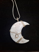 White Lace Agate Moon Pendant