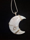 White Lace Agate Moon Pendant