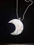 White Lace Agate Moon Pendant