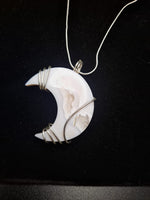 White Lace Agate Moon Pendant