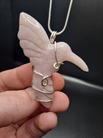 Rose Quartz Humming Bird Pendant