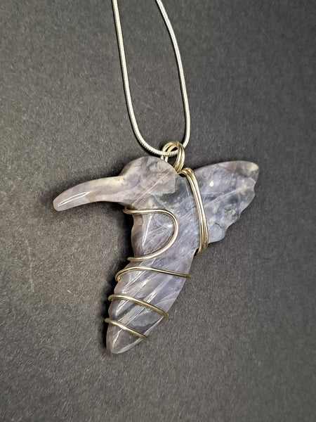 Purple Agate Humming Bird Pendant