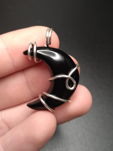 Black Onyx Moon Pendant