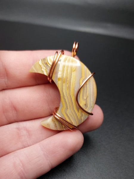 Lace Agate Moon Pendant