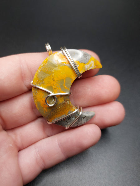 Bumble Bee Jasper Moon Pendant