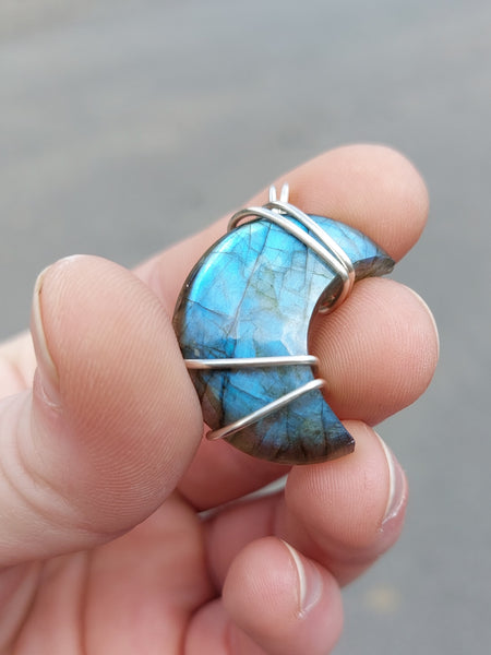 Labradorite Moon Pendant