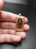 Peach Sunstone Hamsa Hand Pendant