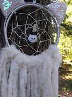 White Selenite Kitty Dream Catcher