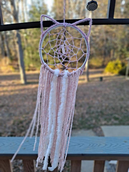 Rose Quartz Kitty Dream Catcher